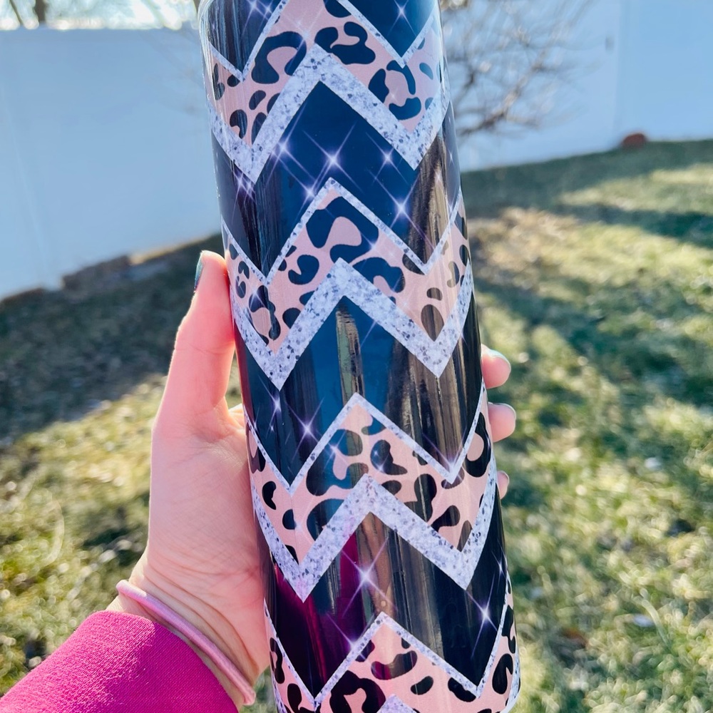 Leopard sparkle sublimation tumbler